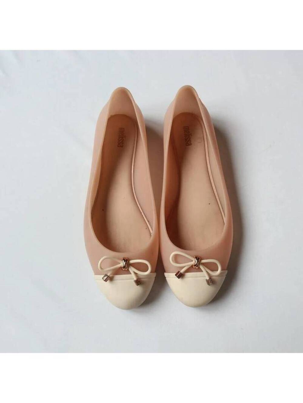 Melissa Doll V Pink Beige Cap-Toe Jelly Ballet Flats US 9